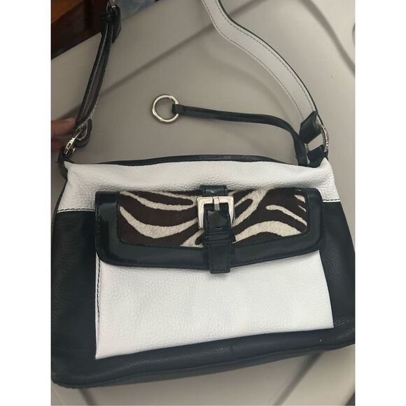 Mini Sharif Studio Leather & Calf Hair Color Block Shoulder Bag - Picture 6 of 13